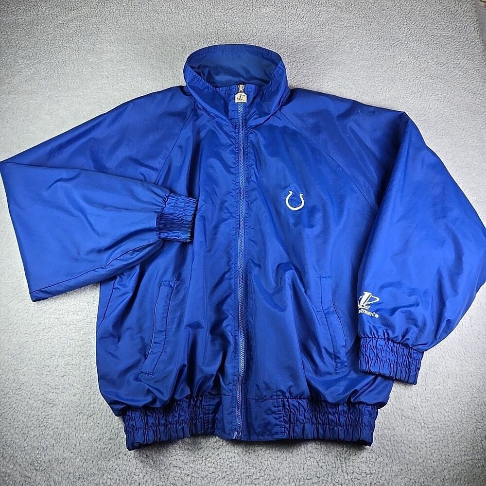 Vtg Logo Athletic NFL Indianapolis Colts Mesh Lined Jacket Mens XL Blue *Flaw*